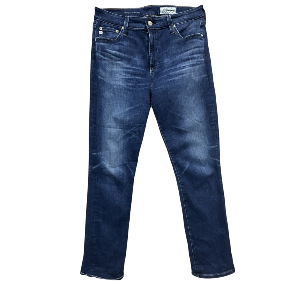 AG Mari High Rise Slim Straight Jeans Womens Size 30R Dark Wash Stretch Denim